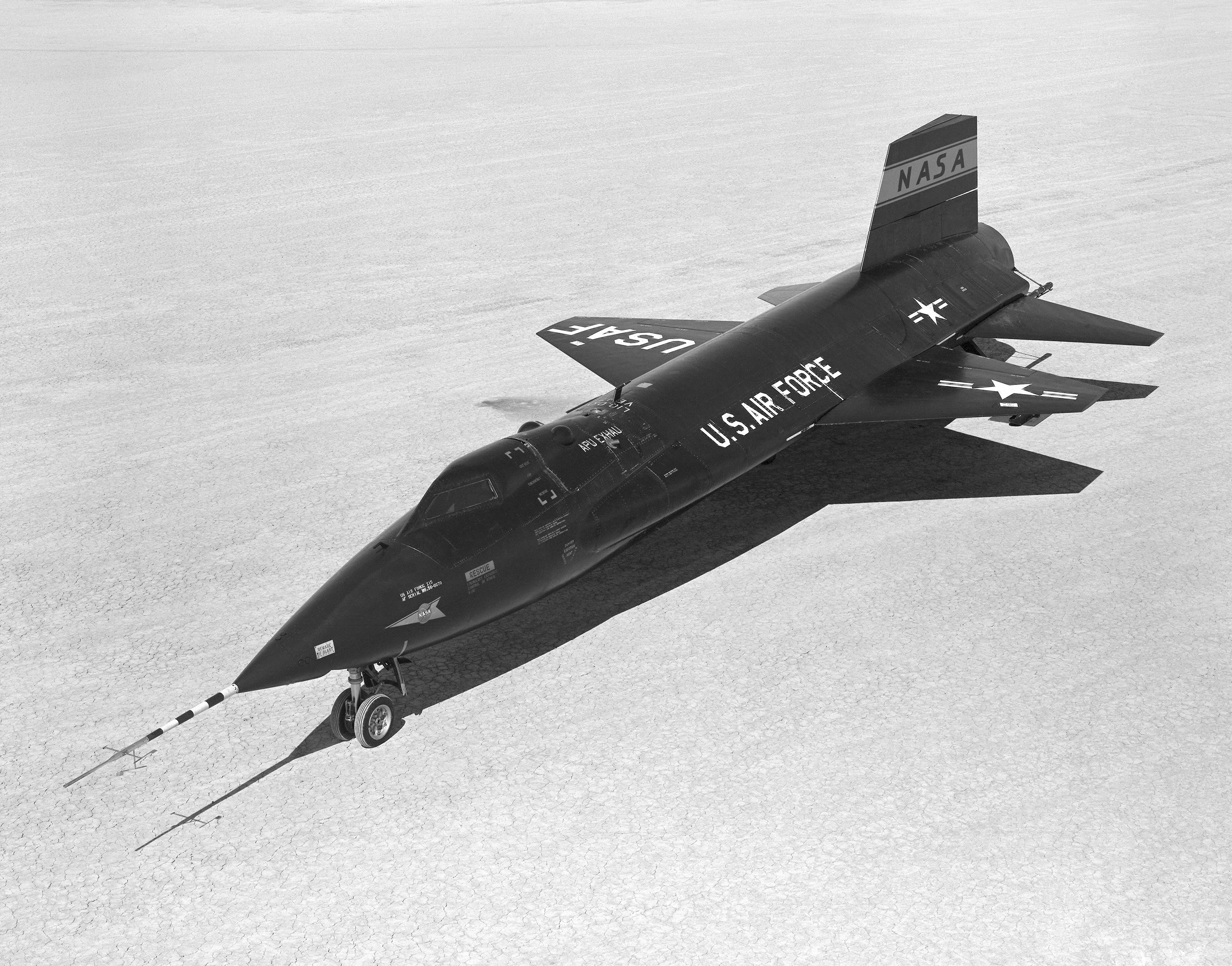 North American Aviation, Inc. X-15A 56-6670 on Rogers Dry Lake, Edwards Air Force Base, California. (NASA)