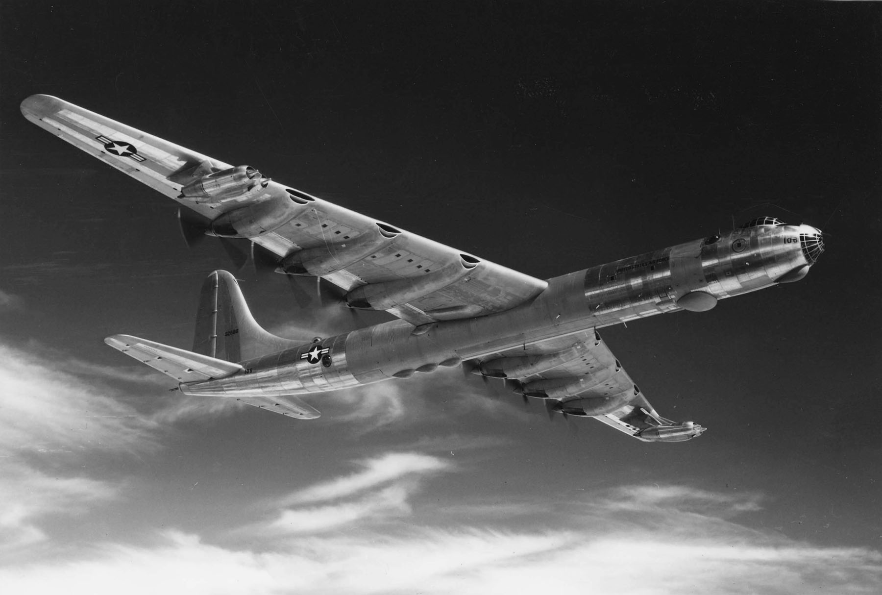 This Convair RB-36D-5-CF, 49-2686, is similar in appearance to the B-36H used in Operation Teapot HA. (U.S. Air Force)