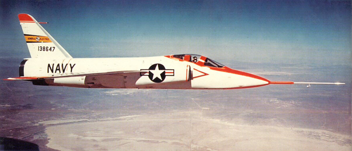 Grumman F11F-1F Tiger, Bu. No. 138647, in flight near Edwards AFB, California. (U.S. Navy)