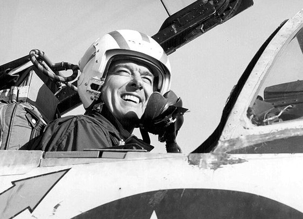 Lieutenant Commander George Clinton Watkins, United States Navy, set a World Altitude Record with a Grumman F11F-1F Tiger, 18 April 1958. (U.S. Navy)