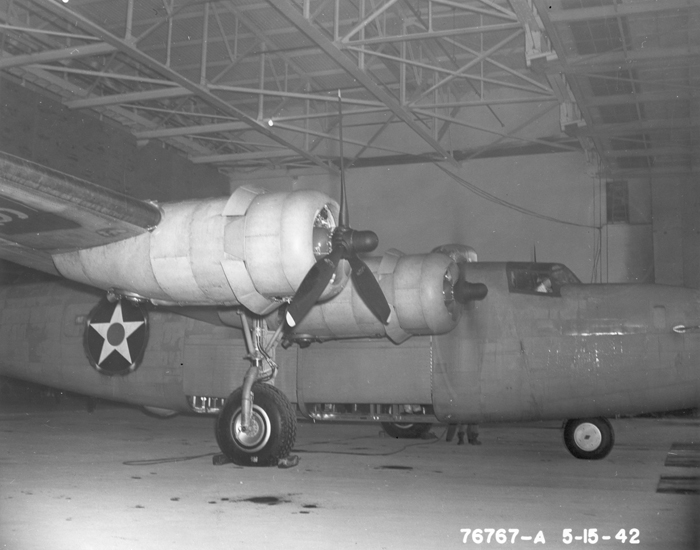 B-24E-1-FO Liberator 42-6976, the first B-24 heavy bomber to come off the assembly line at Willow Run, 15 May 1942. (The Henry Ford THF25680 Ford Motor Co. Willow Run Bomber Plant)