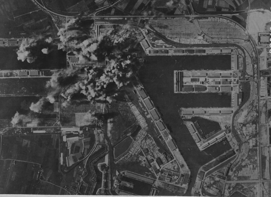 Strike photo, General Motors plant, Antwerp, Belgium. (U.S. Air Force)