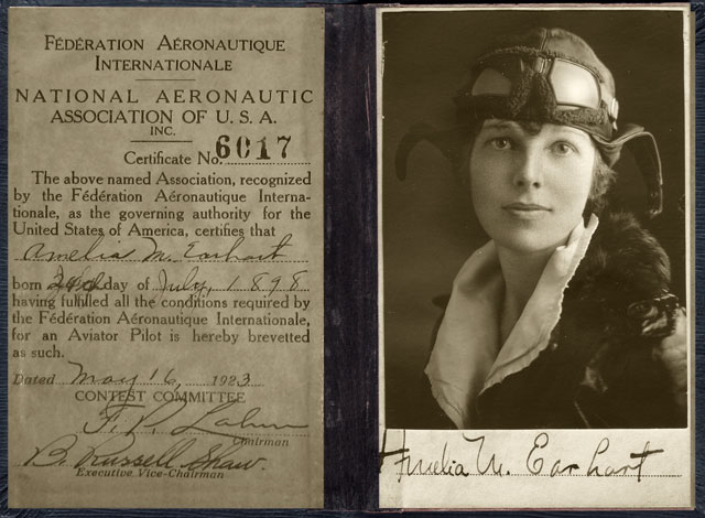 Amelia Earhart's pilot's license.