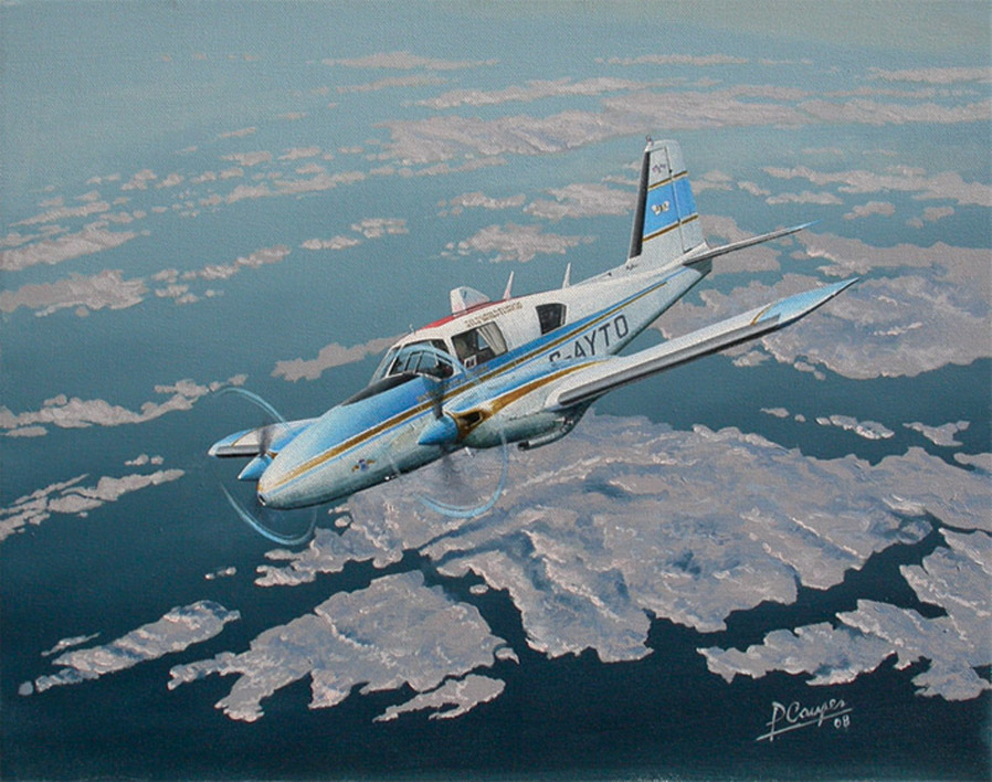 Sheila Scott's Piper Aztec, Mythre, over the North Pole, by Paul Couper, 2008