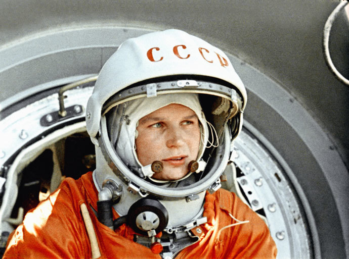 Cosmonaut Valentina Vladimirovna Tershkova before launch, 16 June 1963.