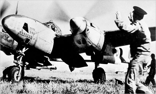 Antoine de Saint Exupery in hi sLockheed F-5B Lightning reconnaissance airplane, circa 1944. (John e Annamaria Phillips Foundation)