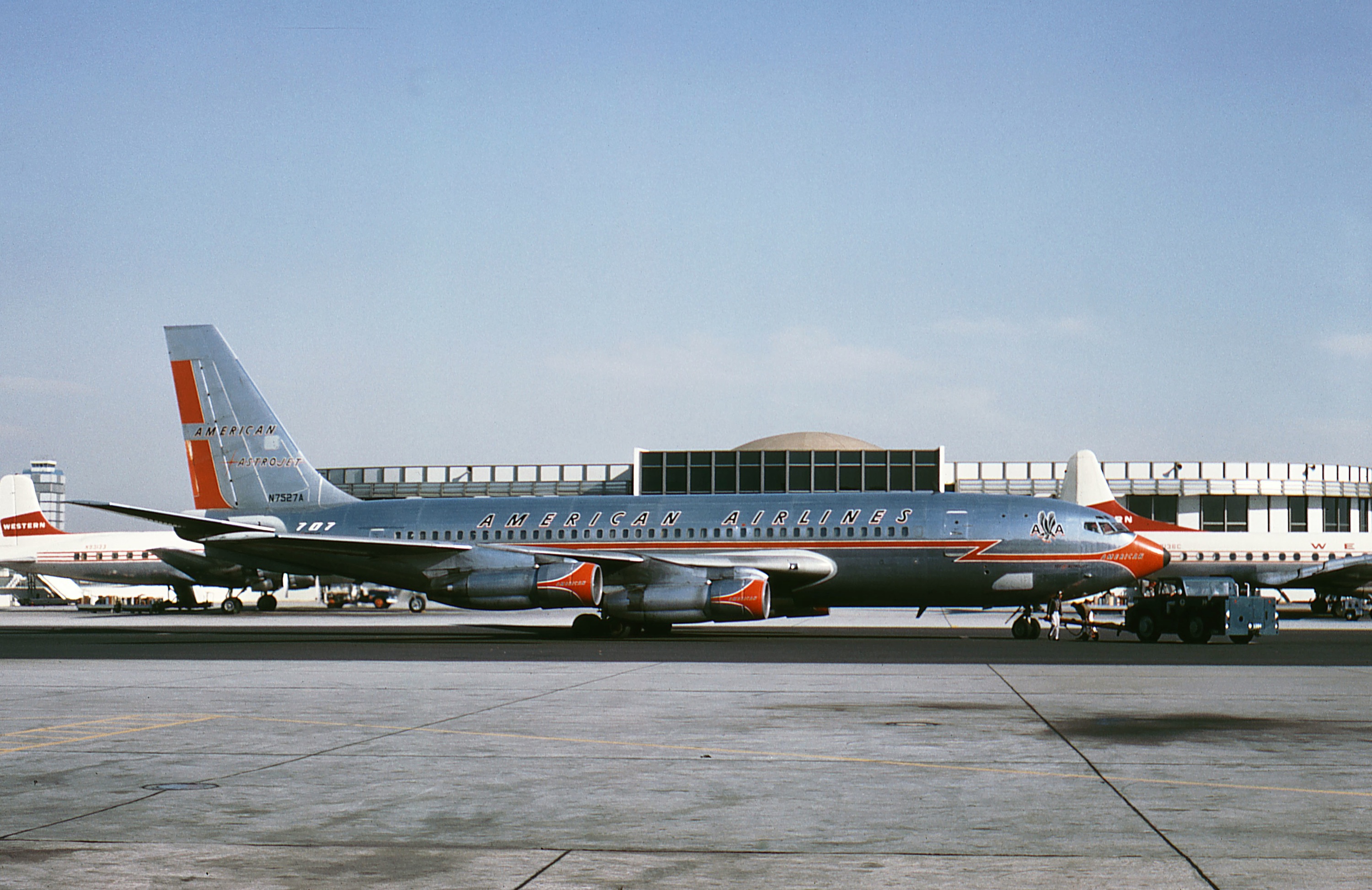 An American Airlines Boeing 707-023B Astrojet (720B) at Los Angeles International Airport, 26 December 1962. (Photograph courtesy of Jon Proctor) 