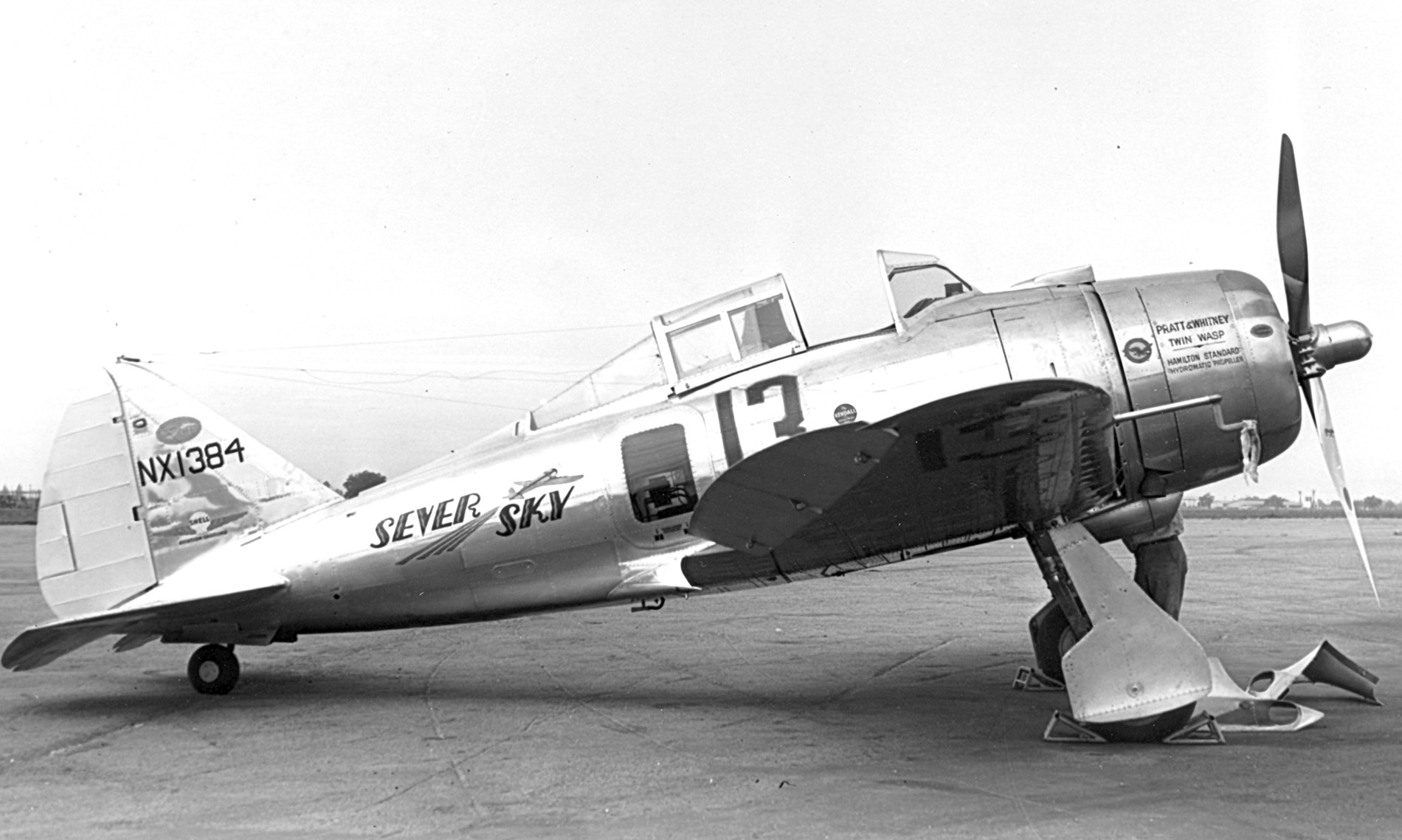 Jackie Cochran's Seversky AP-7, NX1384, at the Union Air Terminal, Burbank, California, September 1938.