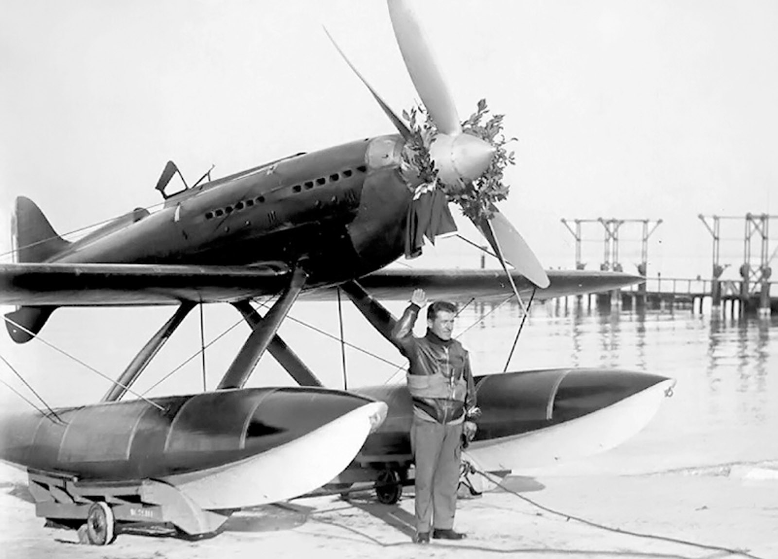 Warrant Officer Francesco Agello, Regia Aeronautica, with the record-setting Macchi M.C.72, 23 October 1934. 