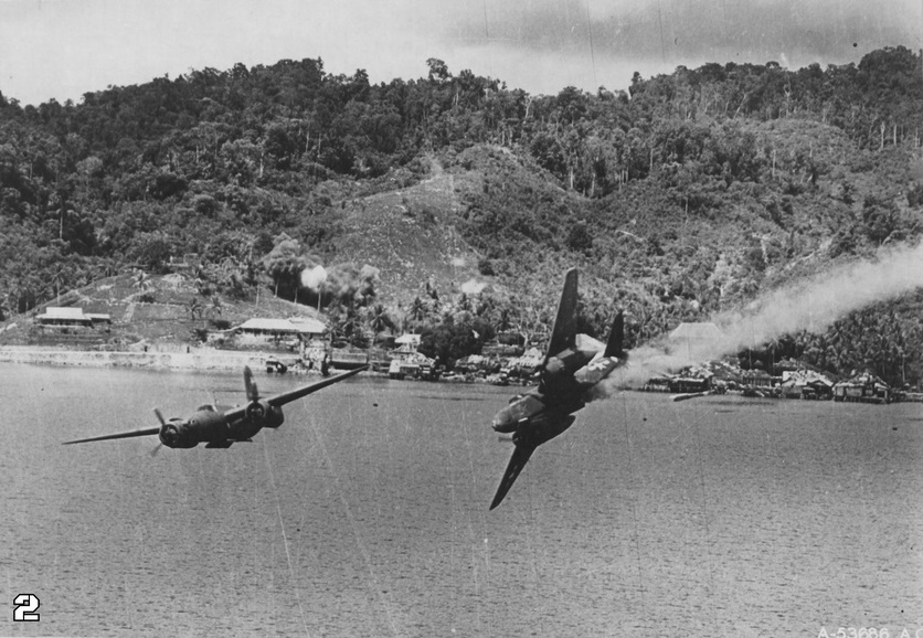 2. With the smoke increasing, the A-20 continues to roll right wing down and quickly loses altitude. (U.S. Air Force) 