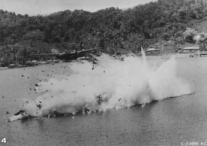 4. Wreckage explodes across the surface of the water. (U.S. Air Force)