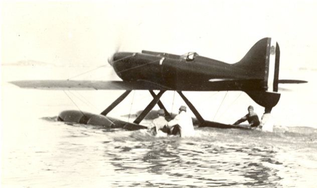 Left rear quarter view of the Macchi M.C.72. (FAI)