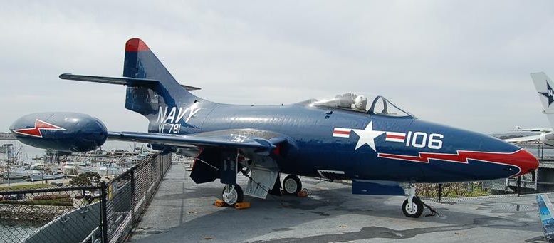 This Grumman F9F-5 Panther aboard the USS Midway Museum, San Diego, California, is painted to represent Royce Williams' fighter. (USS Midway Museum)