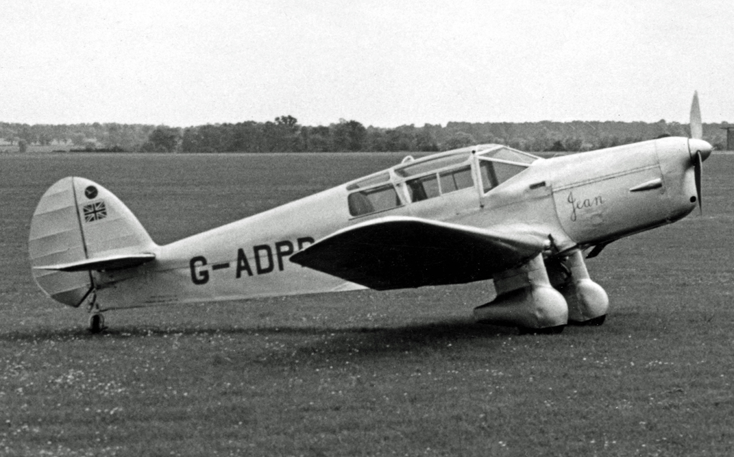 Jean Batten's Percival D.3 Gull Six, G-ADPR, photographed 19 June 1954. (RuthAS)