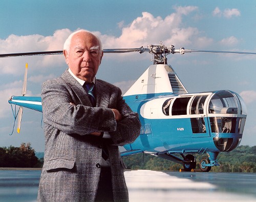 Dimitry D. ("Jimmy") Viner with a Sikorsky S-51, the civil version of the R-5. (Sikorsky Historical Archive)