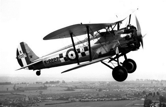 Bristol Bulldog Mk.IIA K-2227, the same type airplane flown by Pilot Officer Bader when he crashed 14 December 1931. K-2227 is in the collection of the Royal Air Force Museum. (Unattributed)