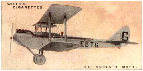 A contemporary cigarette card with an illustration of Lady Bailey’s DH.60X Cirrus II Moth, G-EBTG. (Monash University)