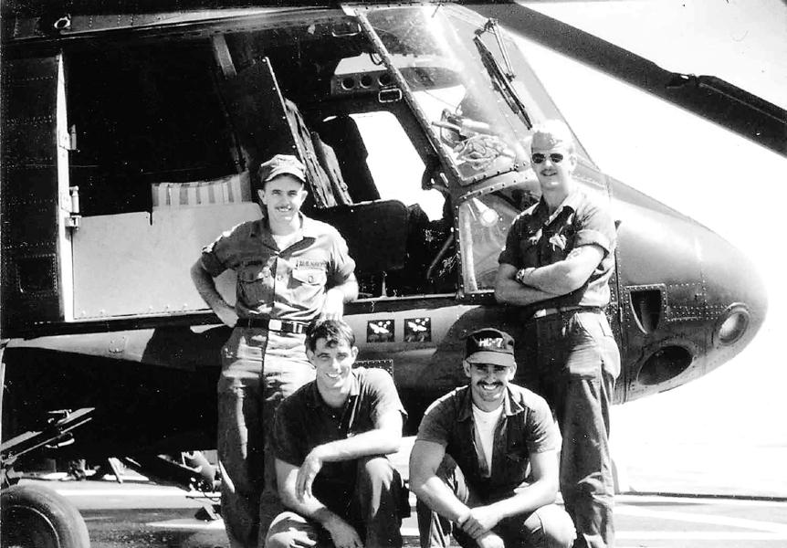 The crew of Clementine 2, left to right, Lt. (j.g.) Clyde E. Lassen, AE2 Bruce Dallas, ADJ3 Don West, Lt. (j.g.) LeRoy Cook. (U.S. Navy)