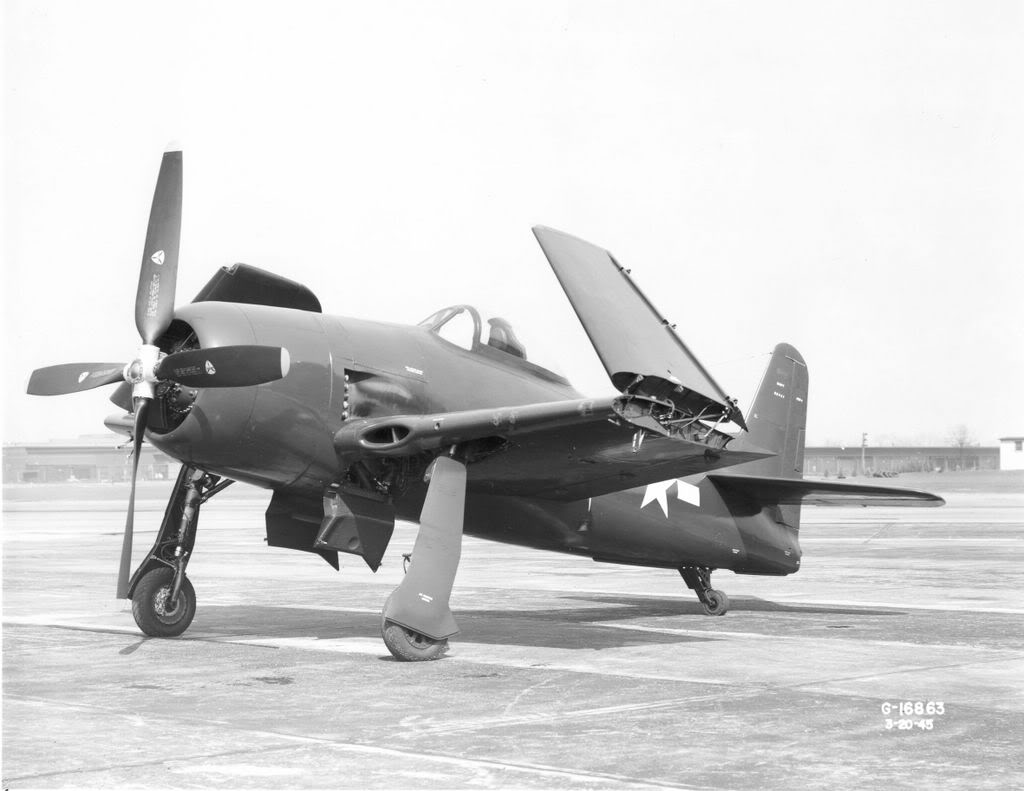 Grumman F8F-1 Bearcat with wings folded. (U.S. Navy)