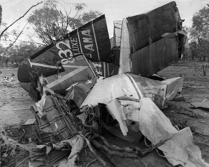 Wreckage of Ansett-ANA Flight 149 at Nadjayamba Station, Queensland, September 1966. (Unattributed) 