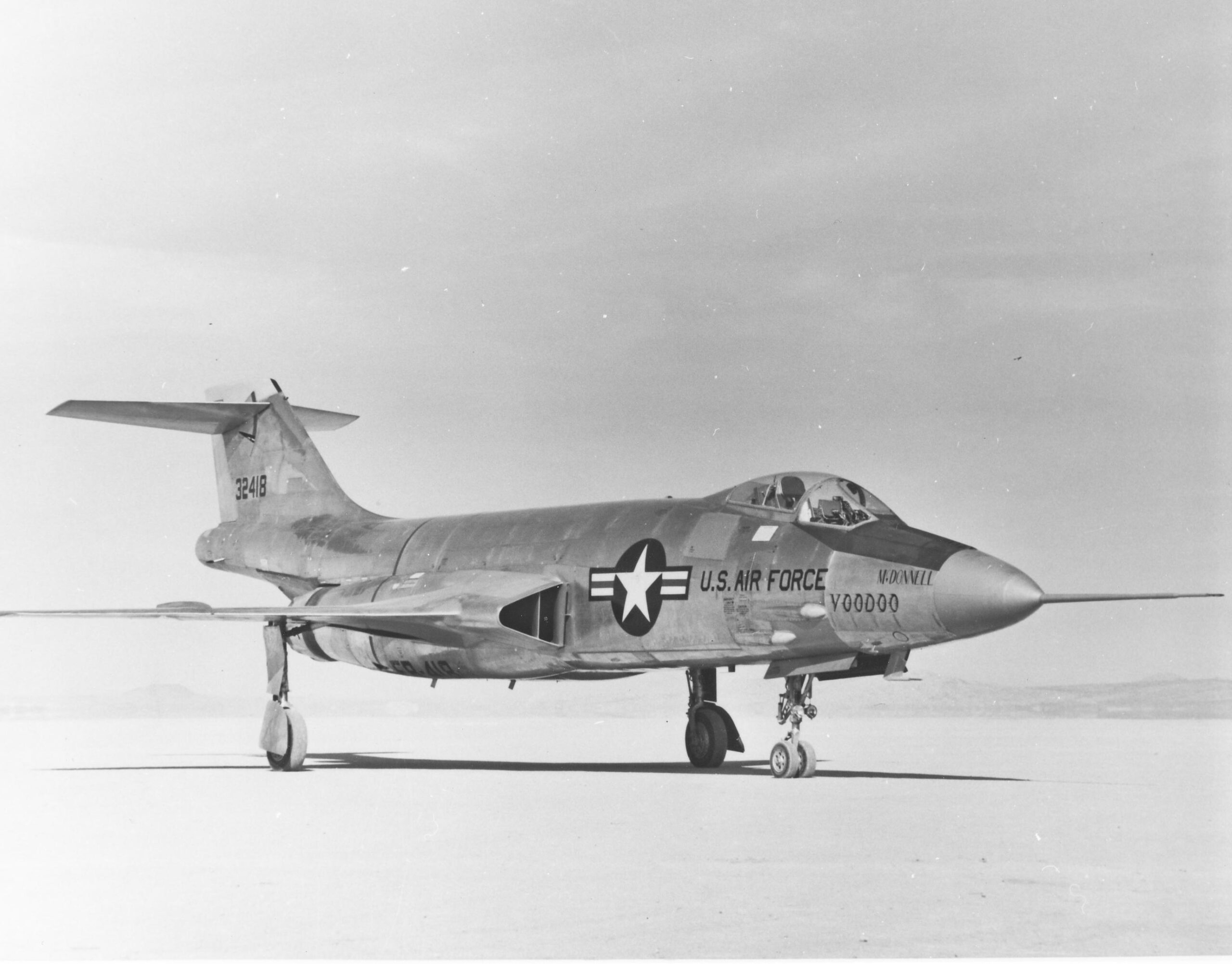 mcDonnell F-101A-1-MC Voodoo 53-2418, right front quarter view. (U.S. Air Force)