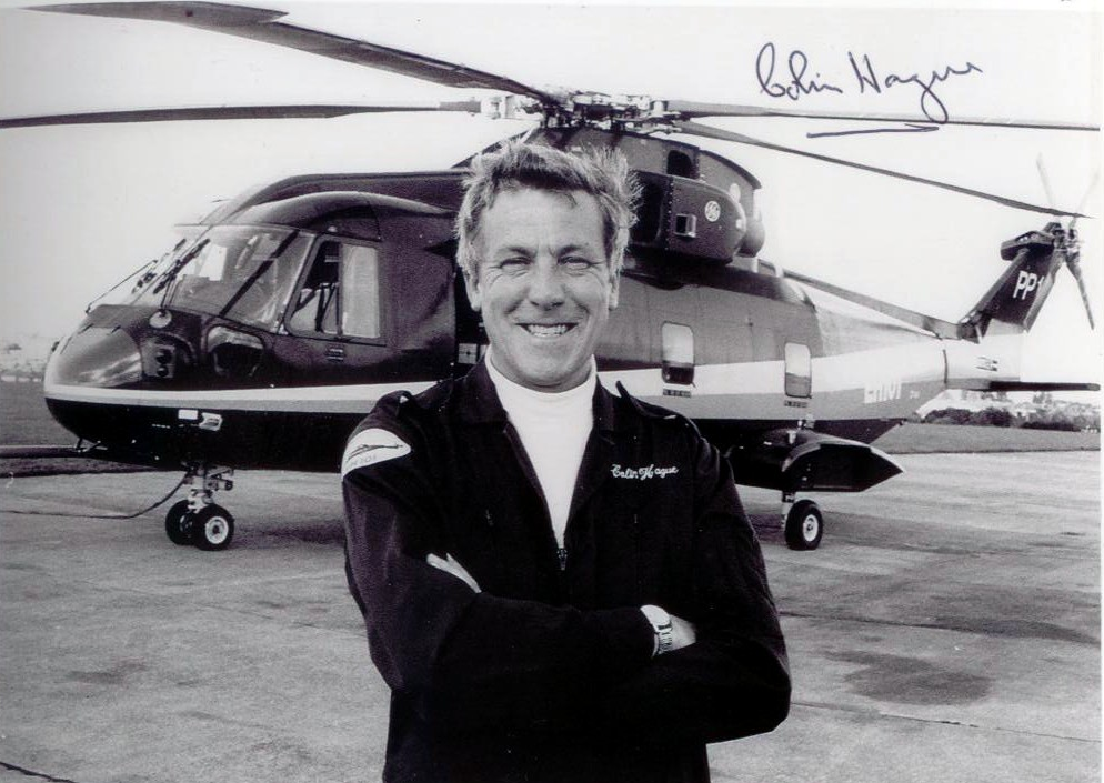 Deputy Chief Test Pilot Colin W.Hague, with the first prototype EH101, PP1. (Photograph courtesy of Neil Corbett, Test and Research Pilots, Flight Test Engineers) 