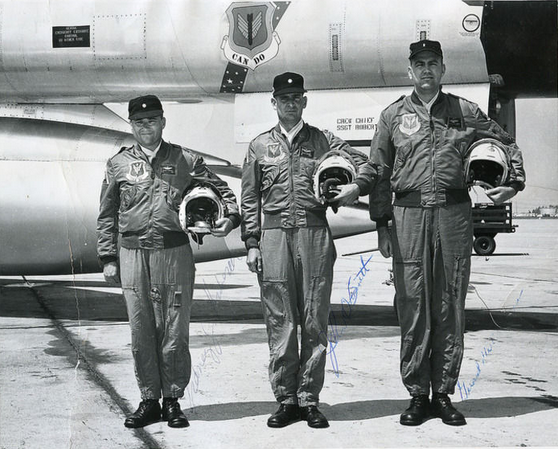Major Sidney Kubesch, Aircraft Commander, John Barrett, Navigator and Gerard Williamson. (Kokomo Tribune)