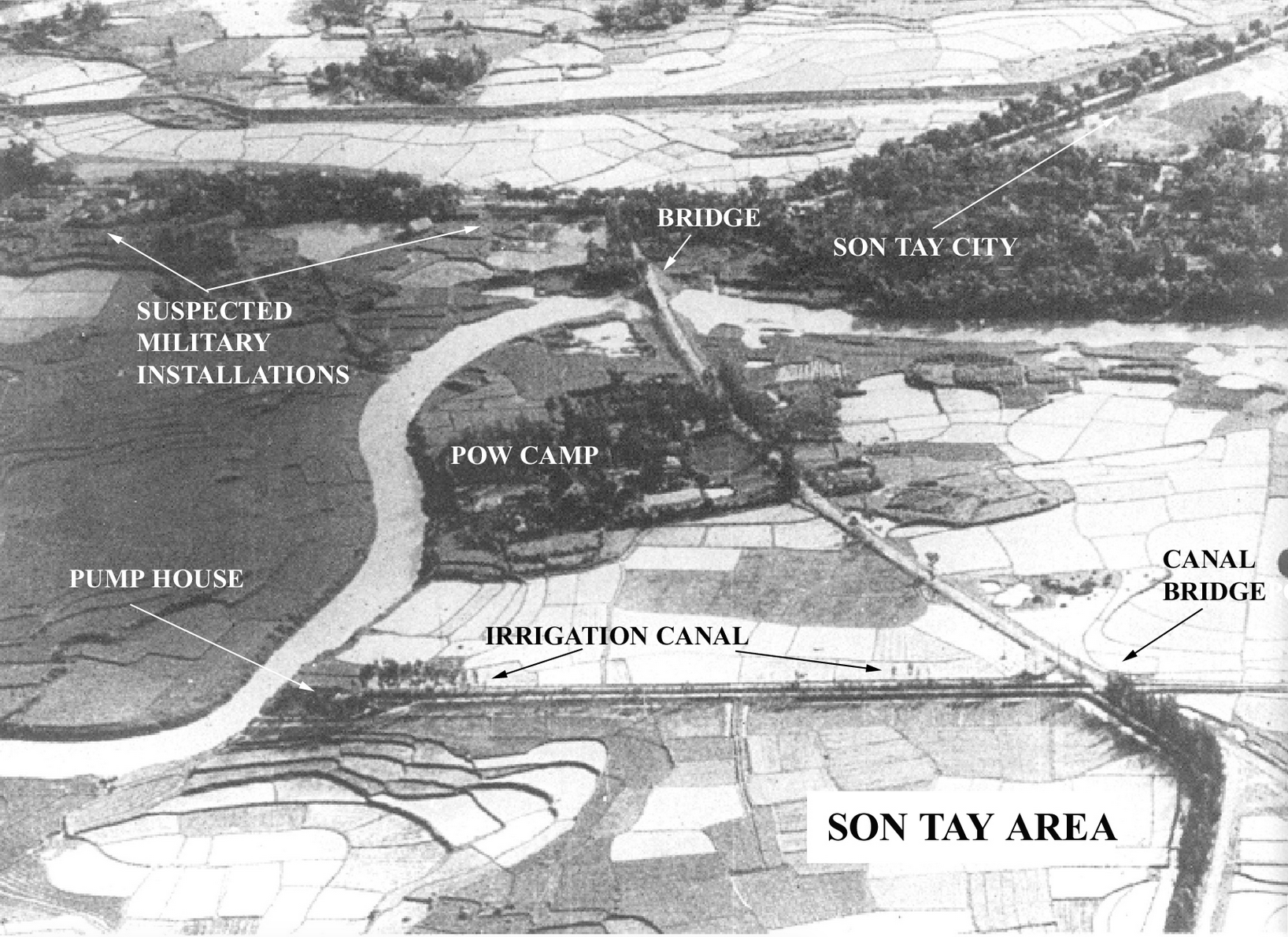  Reconnaissance photograph showing the Sơn Tây prison and surrounding area. (U.S. Air Force) 