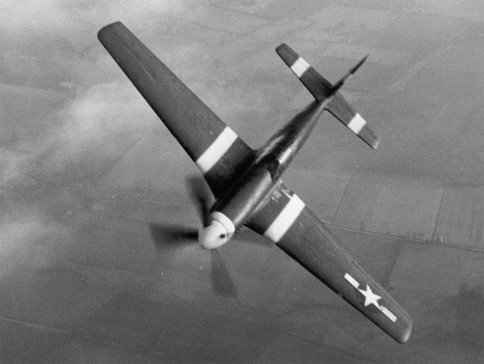 North American P-51B Mustang with identification stripes. (U.S. Air Force)