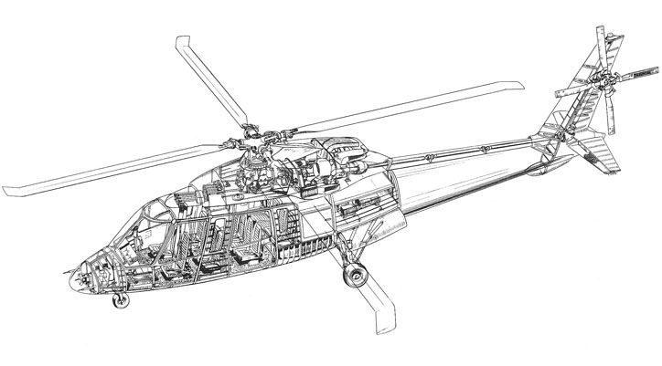 Cutaway illustration of a Sikorsky S-76A. (Sikorsky Archives)