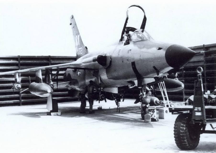 Republic F-105D-6-RE Thunderchief 59-1772, parked in a revetment. Colonel Scott flew this airplane 26 March 1967 when he shot down a MiG-17. (U.S. Air Force)