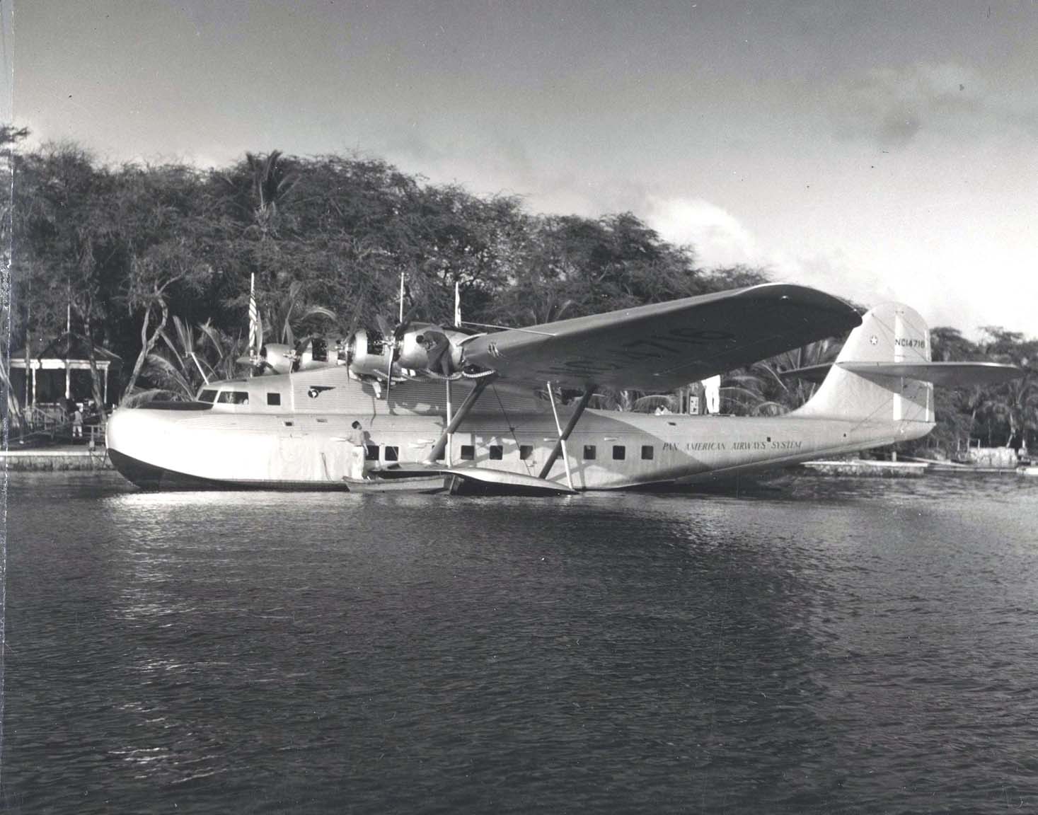 Martin M-130 China Clipper, NC14716, at Honolulu, Ohau, Hawaiian Islands. (Unattributed)