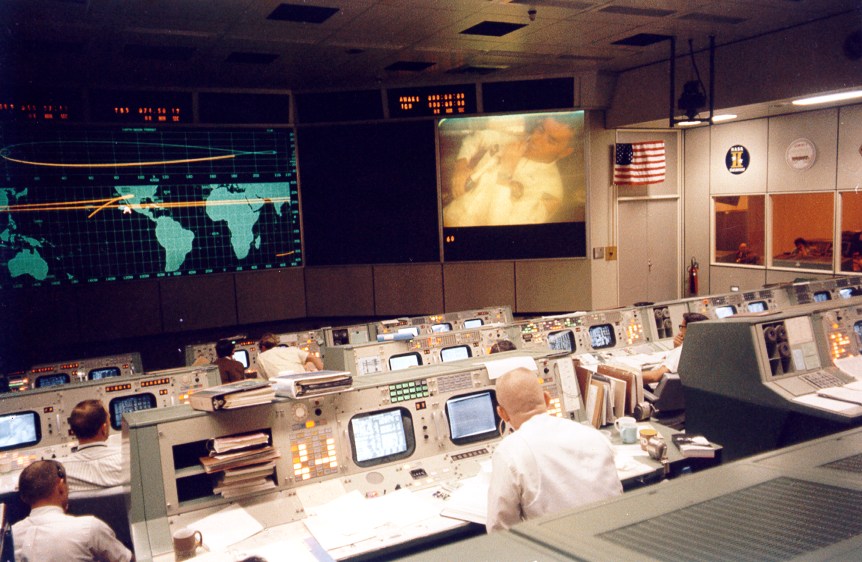 Mission Controller Gene Kranz is known for his statement, "Failure is not an option.) NASA Apollo 13 Image Library Image S70-35139)