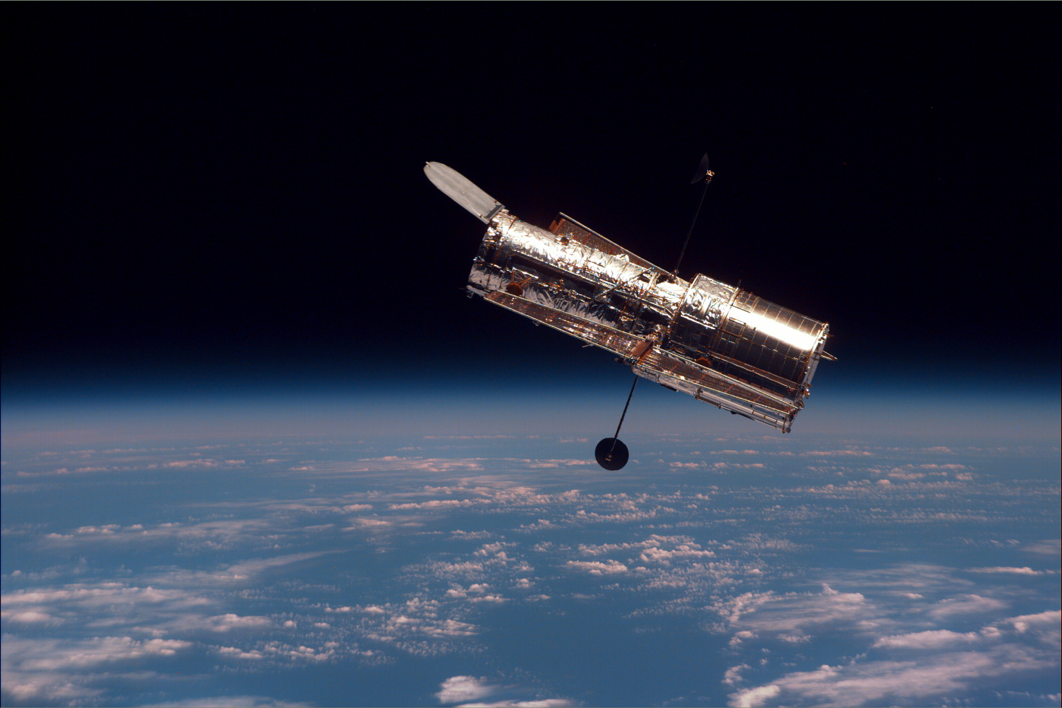 The Hubble Space Telescope in Earth orbit. (NASA)