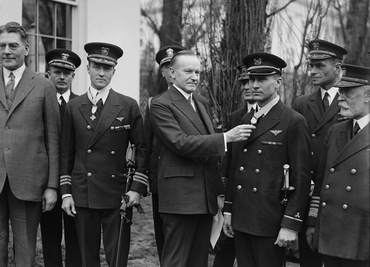 Commander Byrd, President Coolidge, Warrant Officer Bennett.