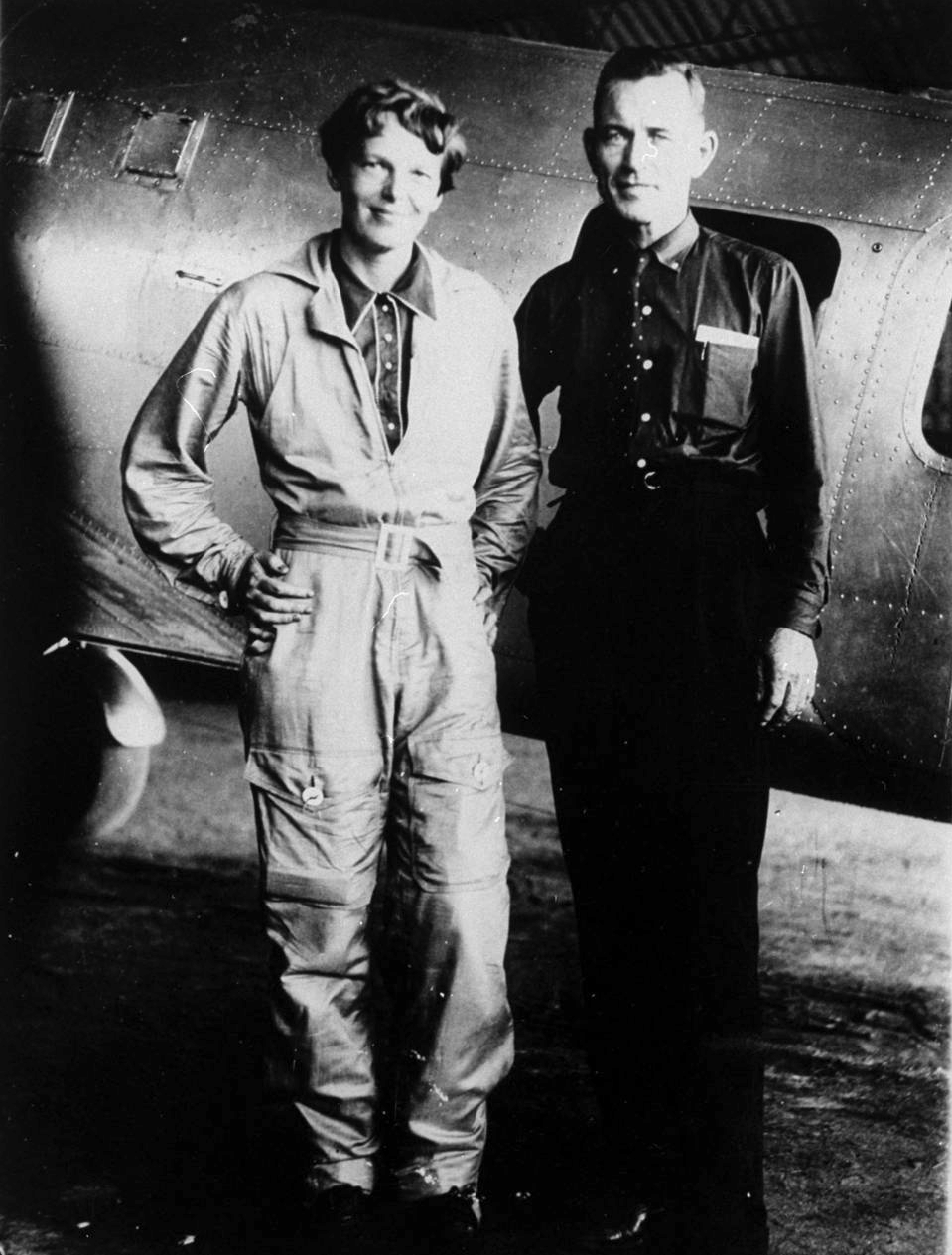 Amelia Earhart and Fred Noonan at Natal, Brazil, 7 June 1937. (The Wichita Eagle)