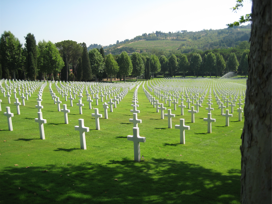 Forence American Cemetery, Impruneta, Italy. 4,402 burials. 1,409 missing in action.