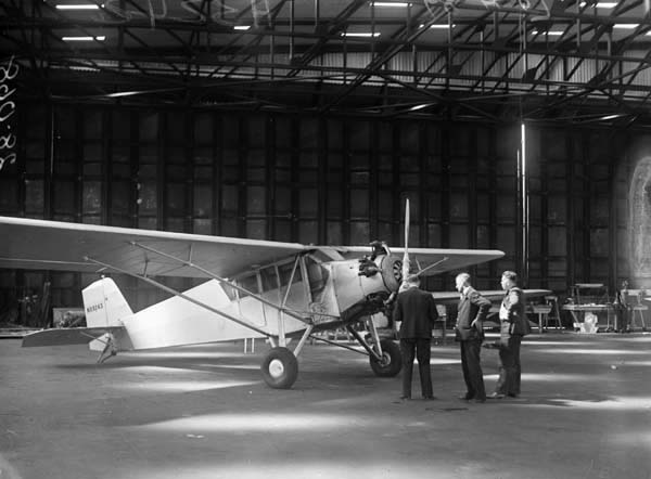 Douglas Corrigan's modified Curtiss Robin at Baldonnell, Ireland, 18 July 1938. (Independent Newspapers/National Library of Ireland, call number IND H 3242)