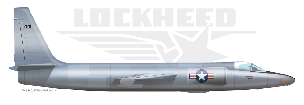Right profile illustration of the first Lockheed U-2. Image courtesy of Tim Bradley Imaging, © 2015