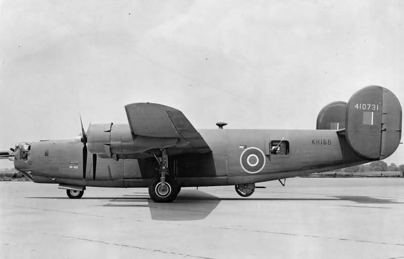 This Liberator Mk.VI KH166 (B-24J-80-CF 44-10731) is the same type as the bomber on which Wing Commander Nicolson was killed, 2 May 1945