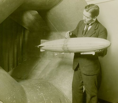 Scale model of LZ 120 in a wind tunnel at Göttingen, Germany