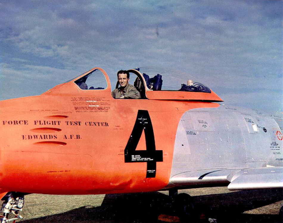 Fred Ascani in the cockpit of F-86E