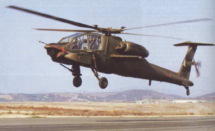 AV-02, the second prototype Hughes YAH-64 Advanced Attack Helicopter makes its first free hover at Palomar Airport, California, 30 September 1975. (Boeing)