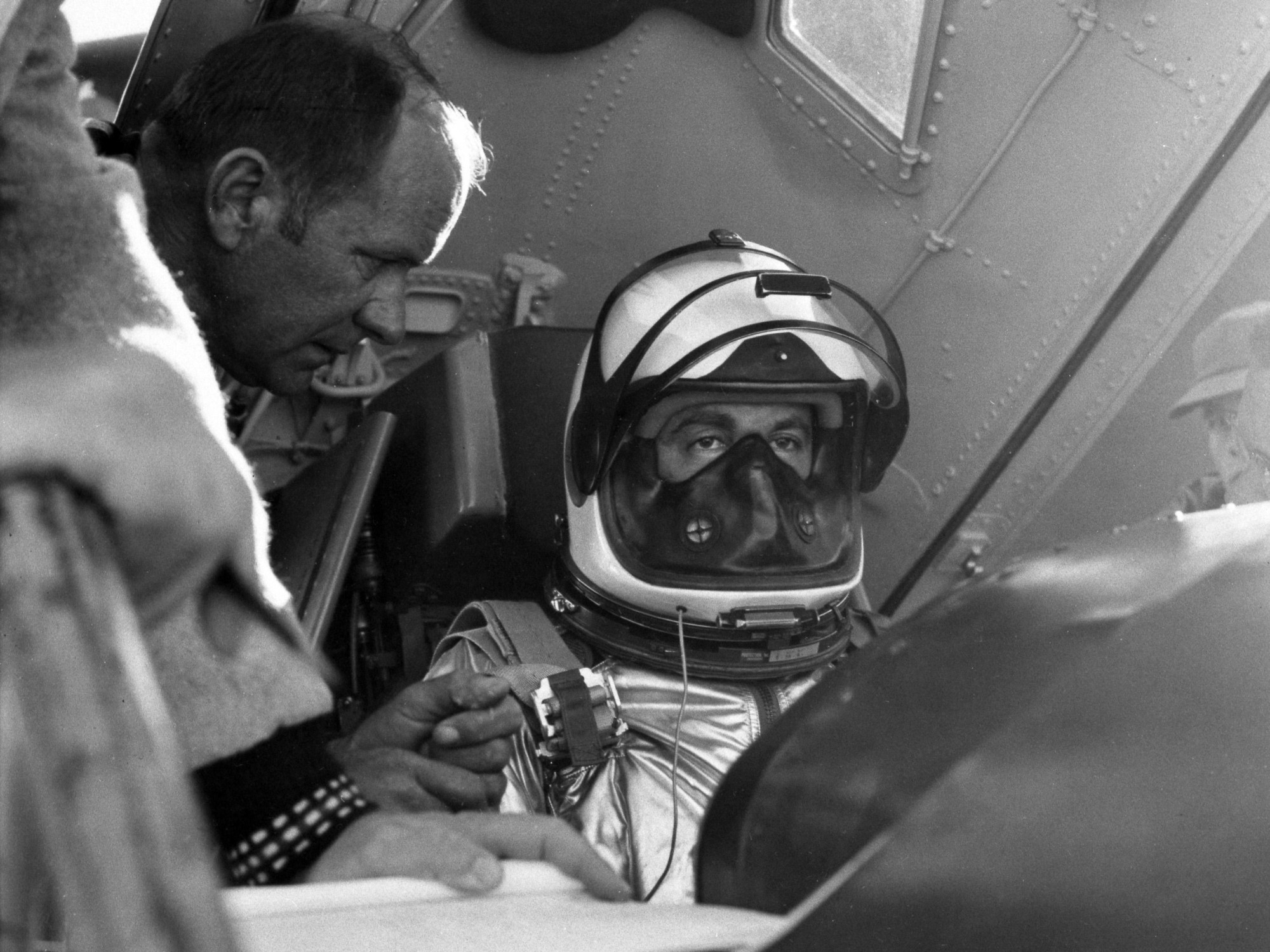 Scott Crossfiled prepares for a flight in the North American Aviation X-15A