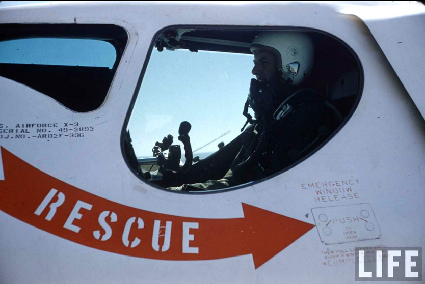 NACA's chief project test pilot for the Douglas X-3, in the cockpit of the research aircraft, circa 1954-1956. (LIFE Magazine via Jet Pilot Overseas)