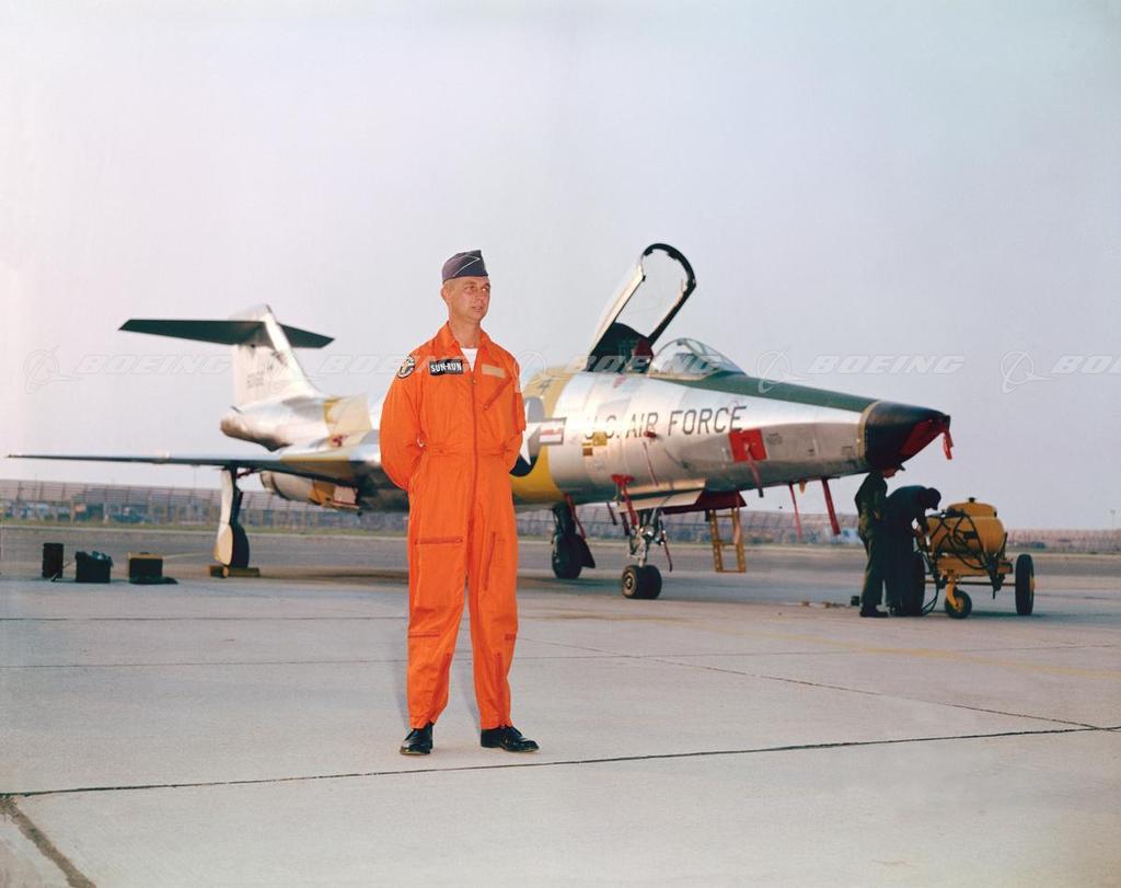 Captain Ray C. Schrecengost with "Cin-Min," McDonnell RF-101C Voodoo 56-0156 (Boeing)
