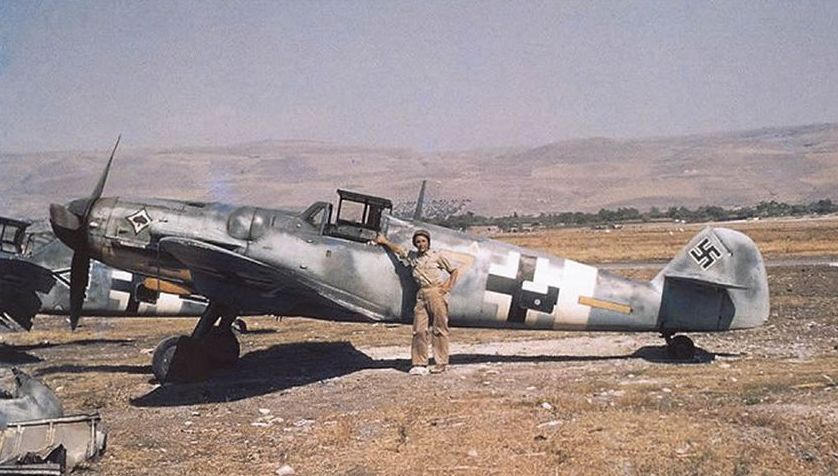 A historical photograph of a Messerschmitt Bf 109G-2 during World War II. (Unattributed)
