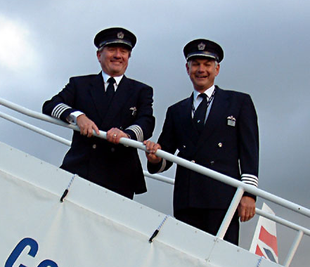 British Airways' Chief Concorde Pilot Mike Bannister (left) and Captain Les Brodie. (Concorde SST)