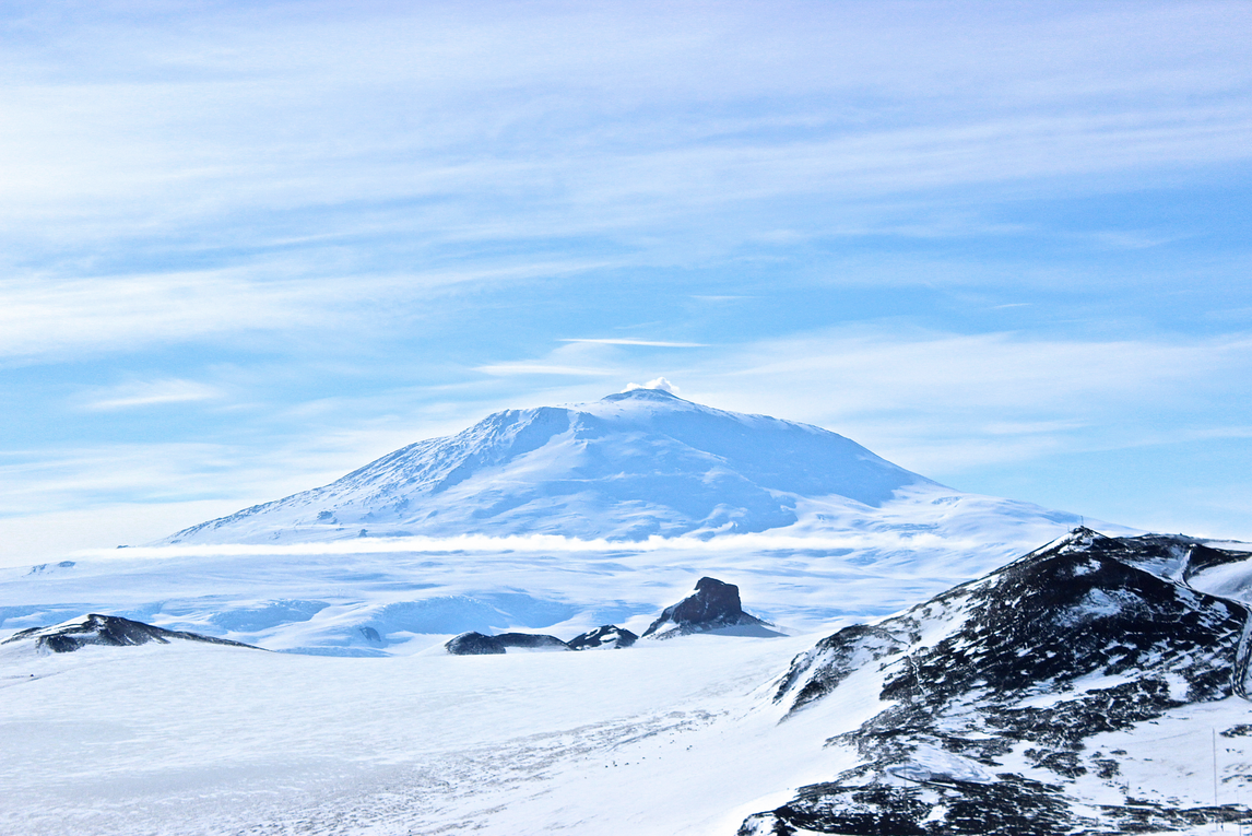 Mount Erebus, the world's southernmost active volcano, with a height of 2,448 foot (3,794 meters). (Tattered Passport) 