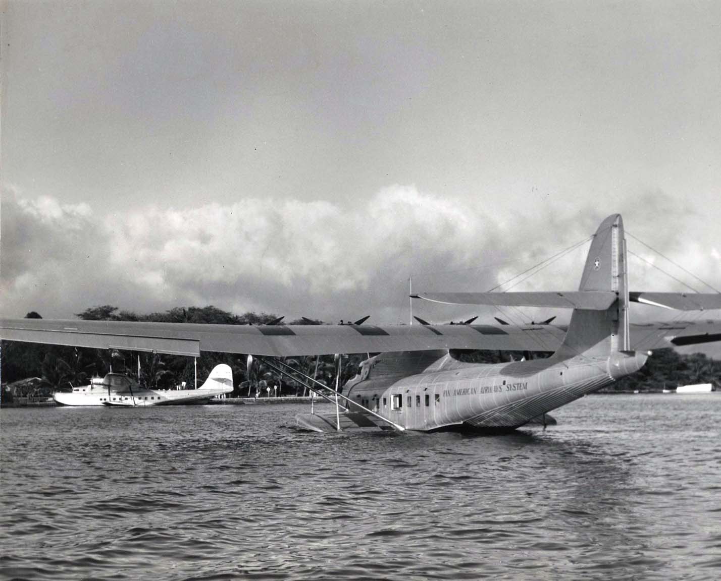 A pair of Pan American Airways Martin M-130 flying boats at Honolulu, Oahu, Hawaiian Islands. (Hawaii Aviation)